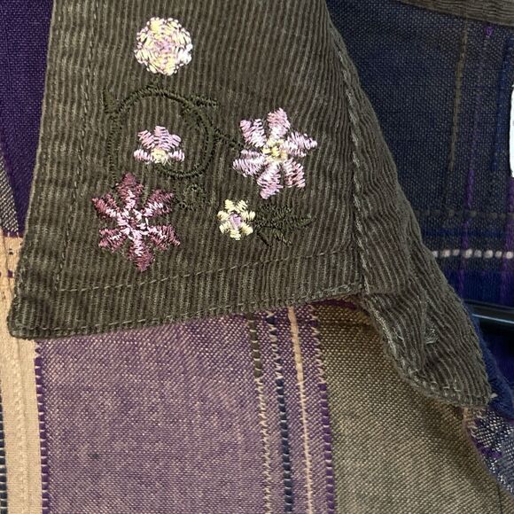 Bobbie Brooks Shirt Womens Plus Size 18W Button Up Plaid Embroidered Floral Boho - Picture 3 of 10